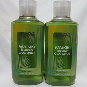 WAIKIKI BEACH COCONUT Bath & Body Works Shower Gel 10 fl oz x 2